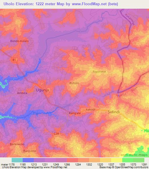 Uholo,Kenya Elevation Map
