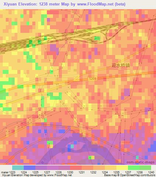 Xiyuan,China Elevation Map