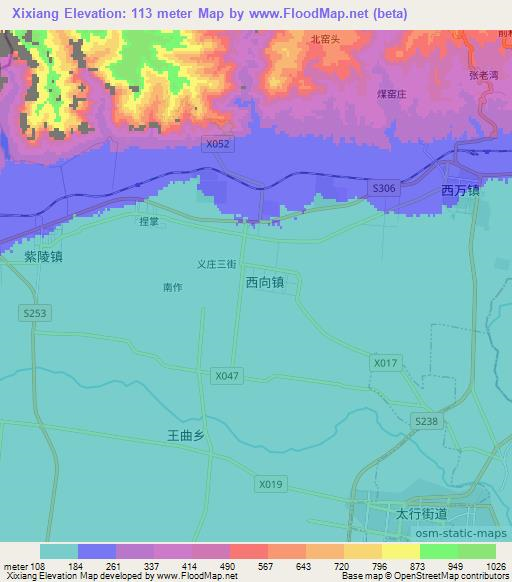 Xixiang,China Elevation Map