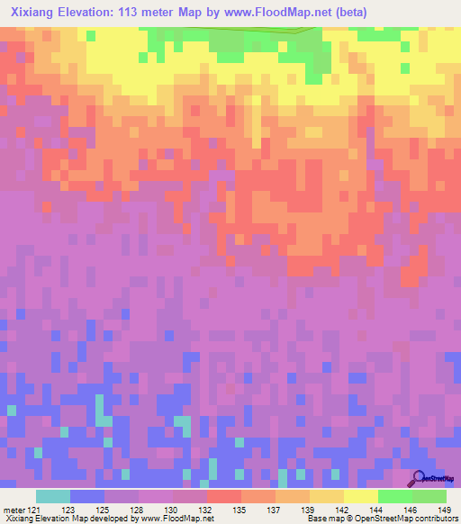 Xixiang,China Elevation Map