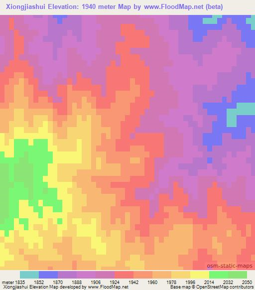 Xiongjiashui,China Elevation Map
