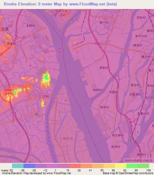 Xinsha,China Elevation Map