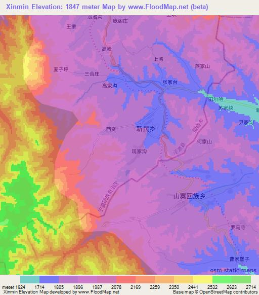 Xinmin,China Elevation Map