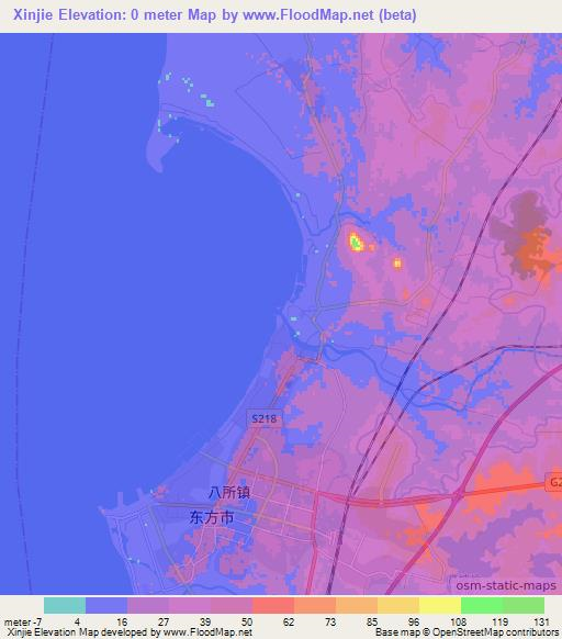 Xinjie,China Elevation Map