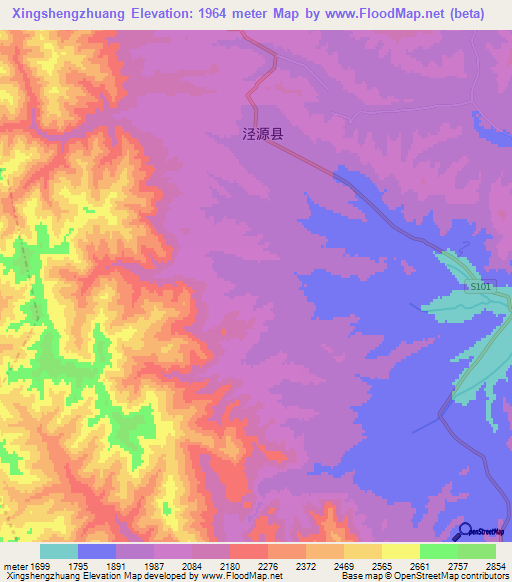 Xingshengzhuang,China Elevation Map
