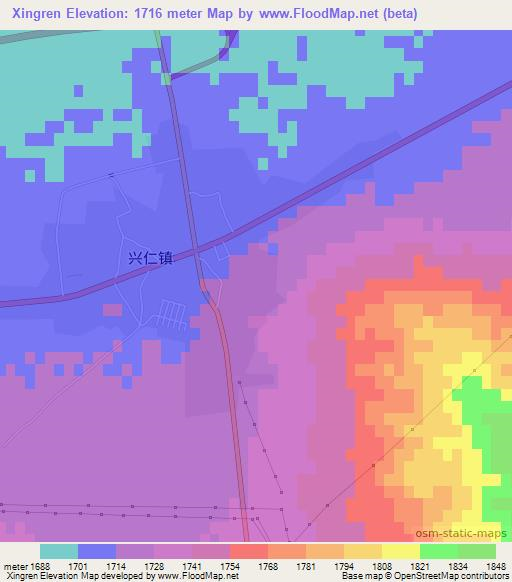 Xingren,China Elevation Map