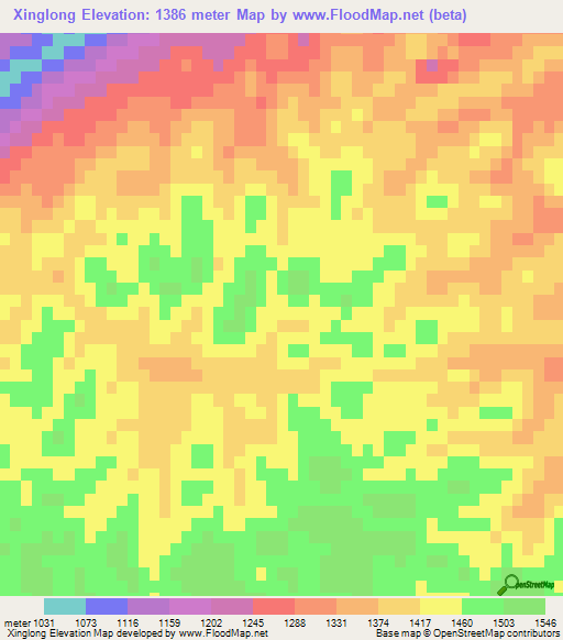 Xinglong,China Elevation Map