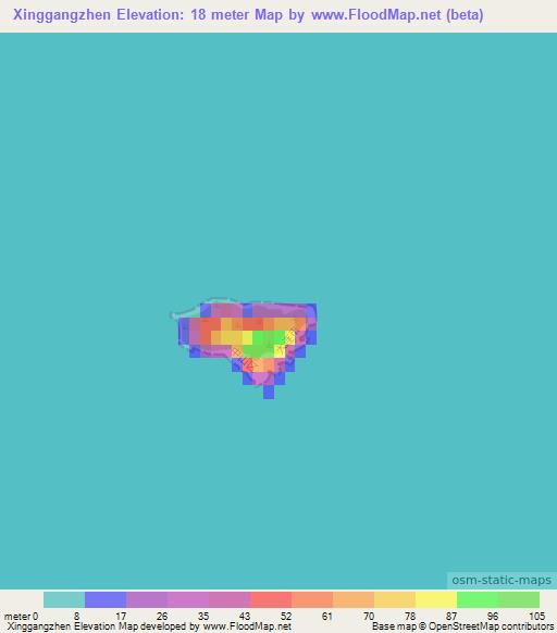 Xinggangzhen,China Elevation Map