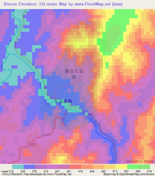 Xincun,China Elevation Map