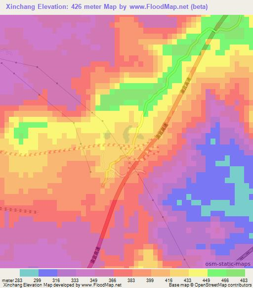 Xinchang,China Elevation Map