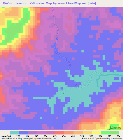 Xin'an,China Elevation Map
