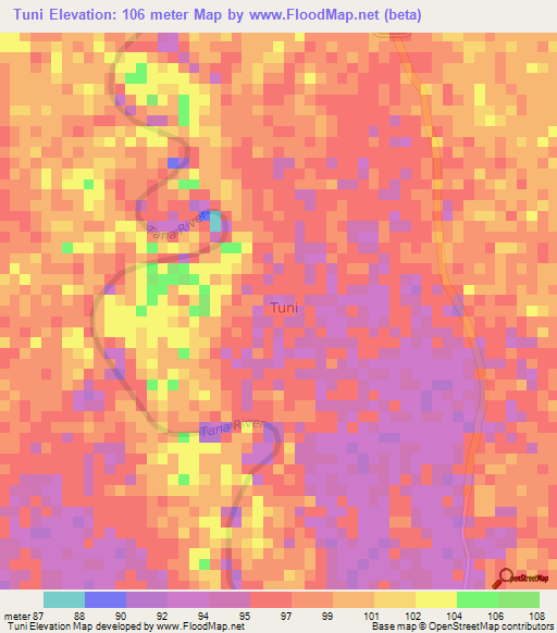 Tuni,Kenya Elevation Map