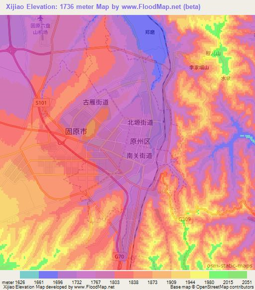 Xijiao,China Elevation Map
