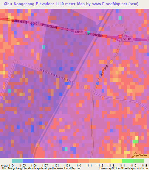 Xihu Nongchang,China Elevation Map