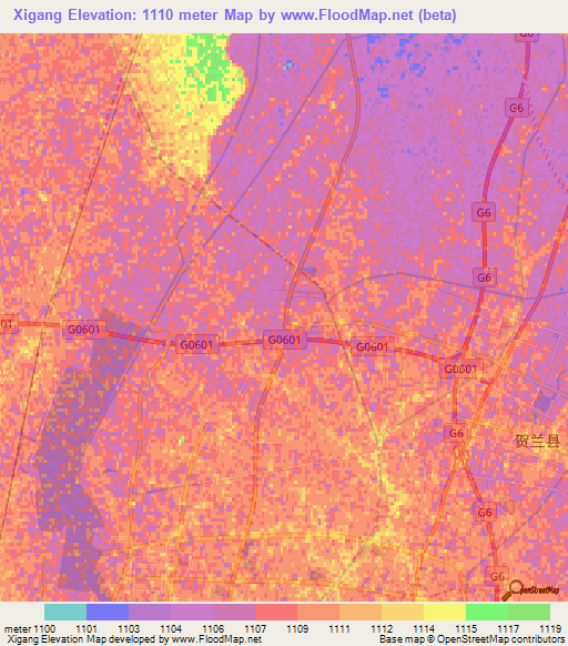 Xigang,China Elevation Map