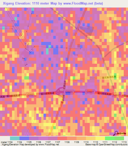Xigang,China Elevation Map