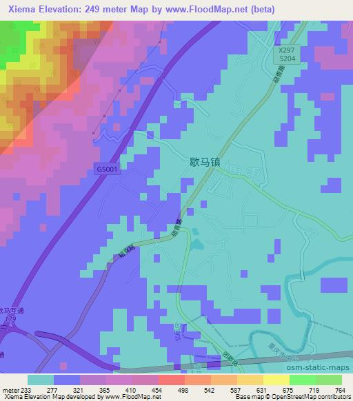 Xiema,China Elevation Map