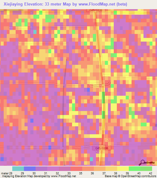 Xiejiaying,China Elevation Map