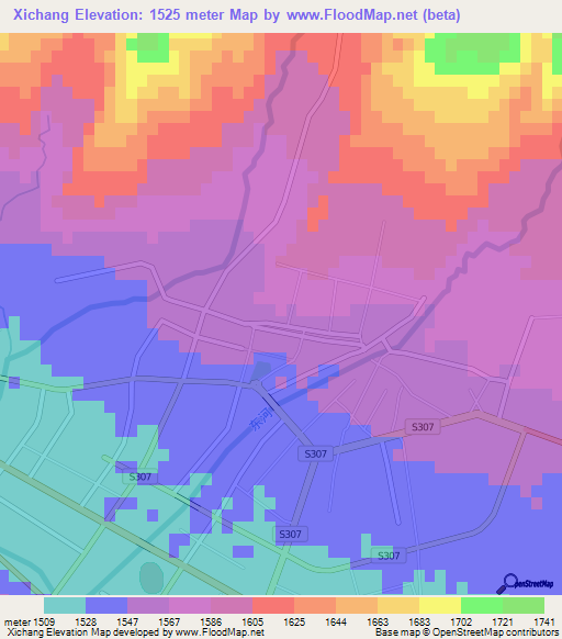 Xichang,China Elevation Map