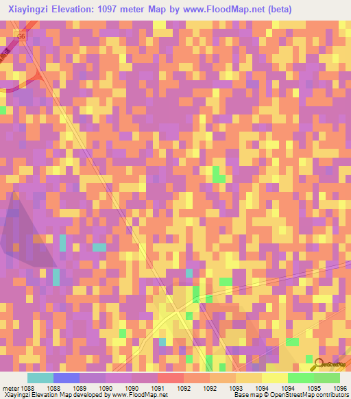 Xiayingzi,China Elevation Map