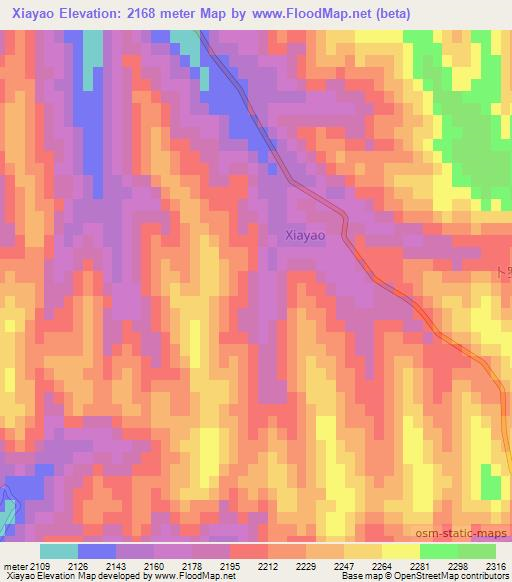 Xiayao,China Elevation Map