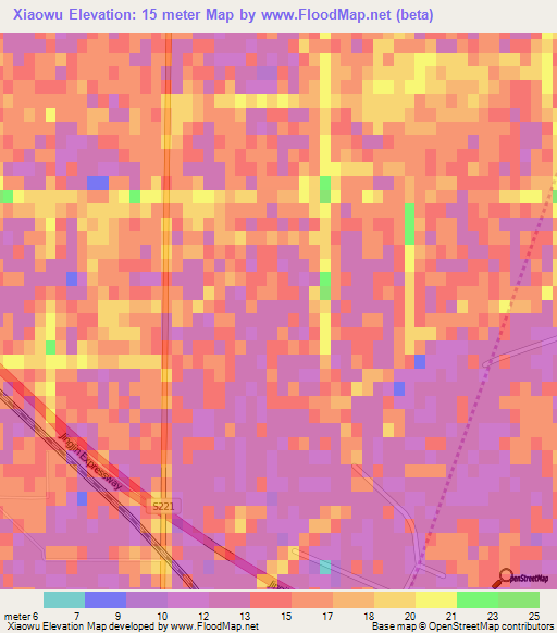 Xiaowu,China Elevation Map
