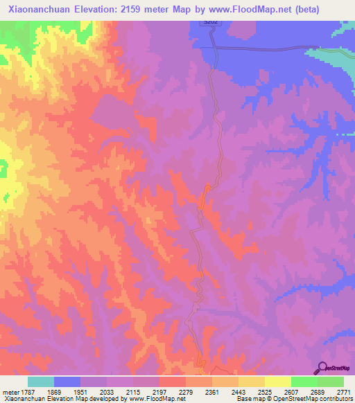 Xiaonanchuan,China Elevation Map