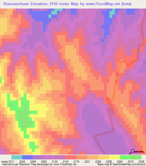 Xiaonanchuan,China Elevation Map