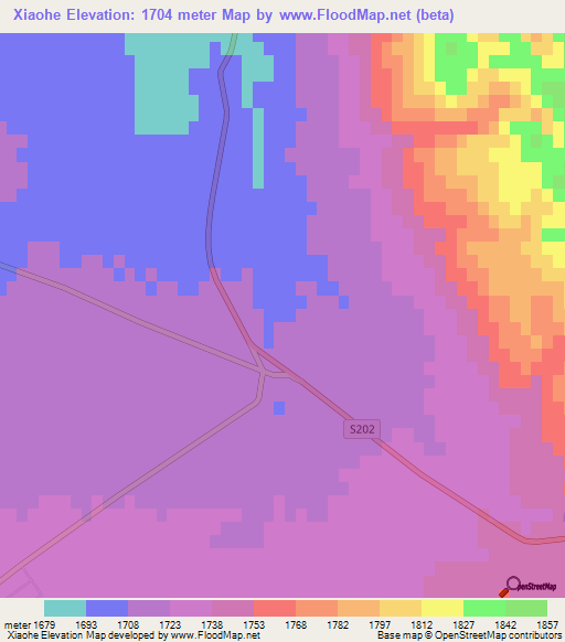 Xiaohe,China Elevation Map