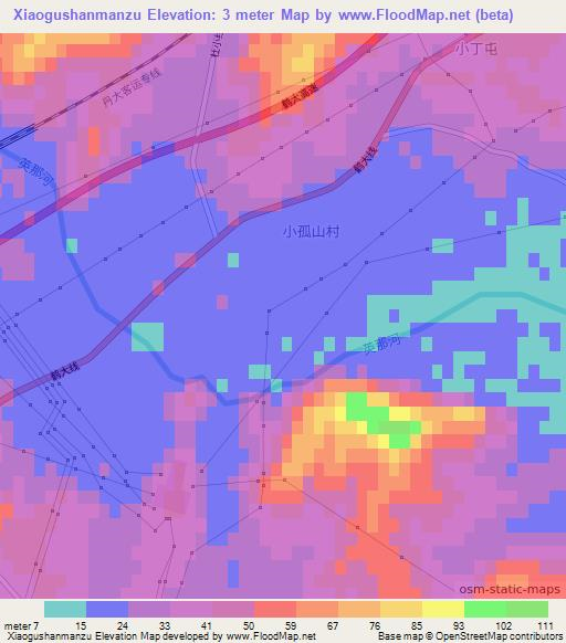Xiaogushanmanzu,China Elevation Map
