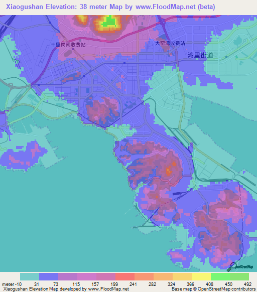 Xiaogushan,China Elevation Map