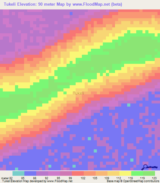 Tukeli,Kenya Elevation Map