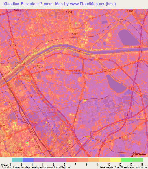 Xiaodian,China Elevation Map