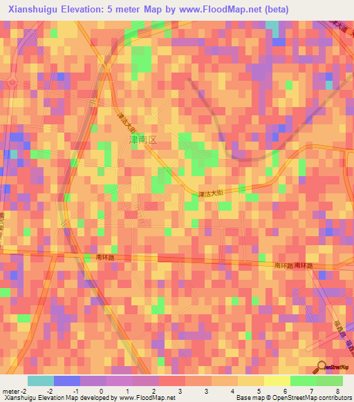Xianshuigu,China Elevation Map
