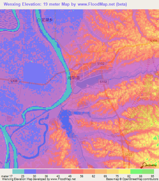 Wenxing,China Elevation Map