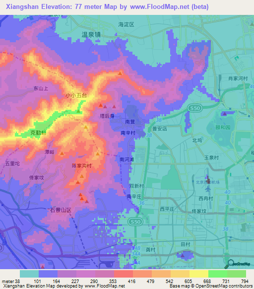 Xiangshan,China Elevation Map
