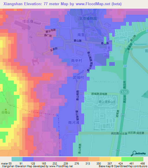 Xiangshan,China Elevation Map