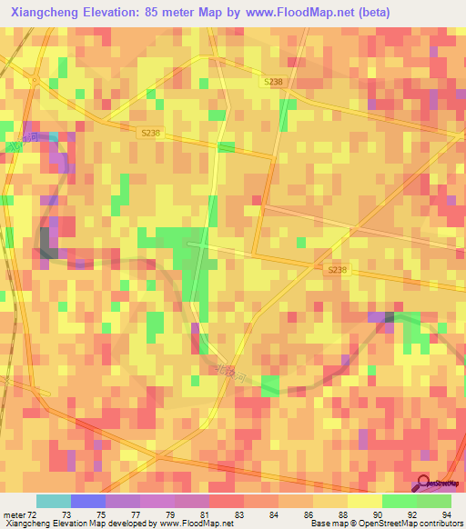 Xiangcheng,China Elevation Map