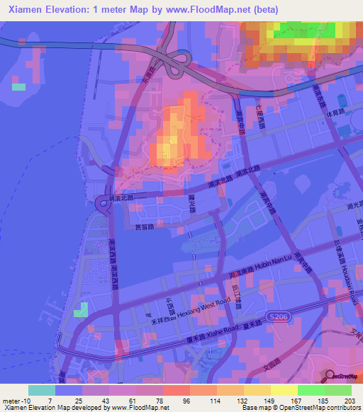 Xiamen,China Elevation Map