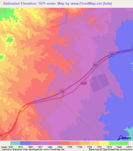 Xialiushui,China Elevation Map