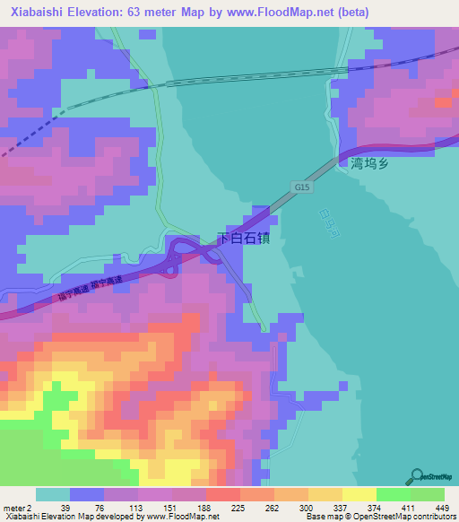 Xiabaishi,China Elevation Map