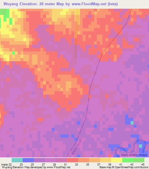 Wuyang,China Elevation Map