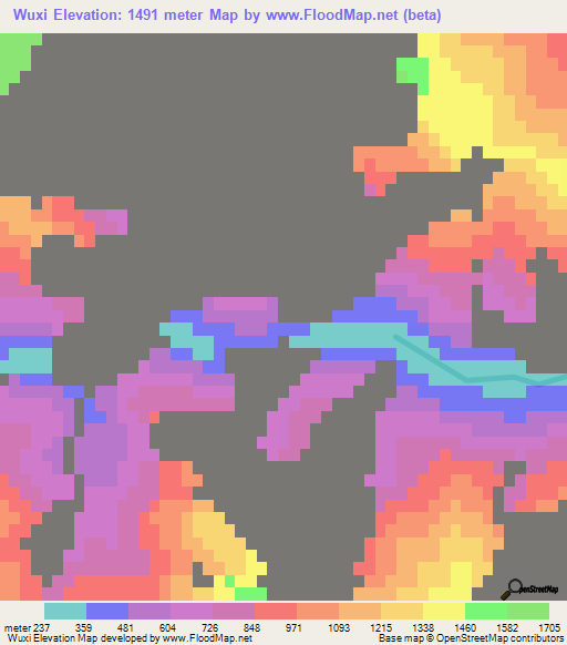 Wuxi,China Elevation Map