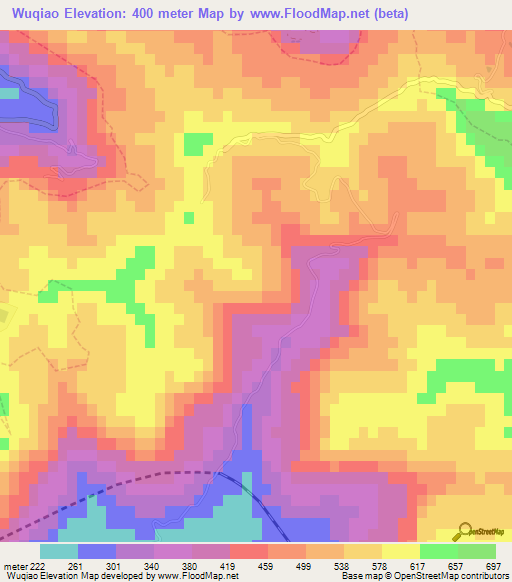 Wuqiao,China Elevation Map