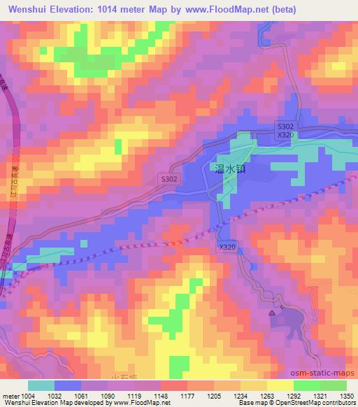 Wenshui,China Elevation Map