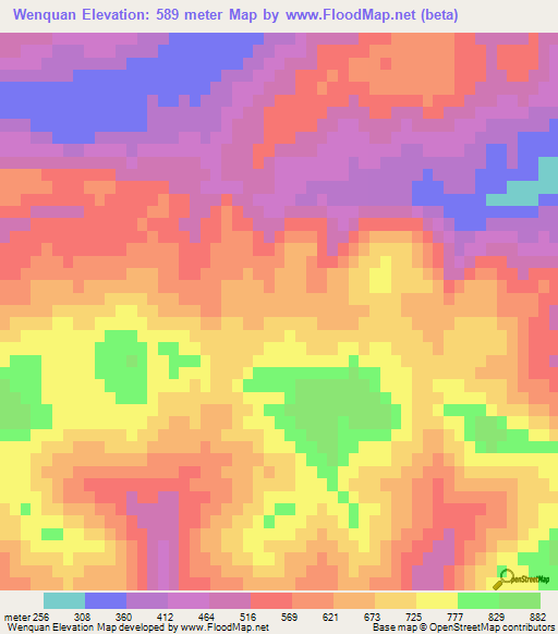 Wenquan,China Elevation Map