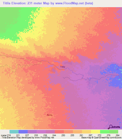 Titila,Kenya Elevation Map