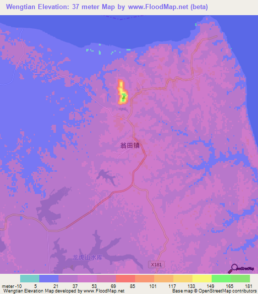 Wengtian,China Elevation Map