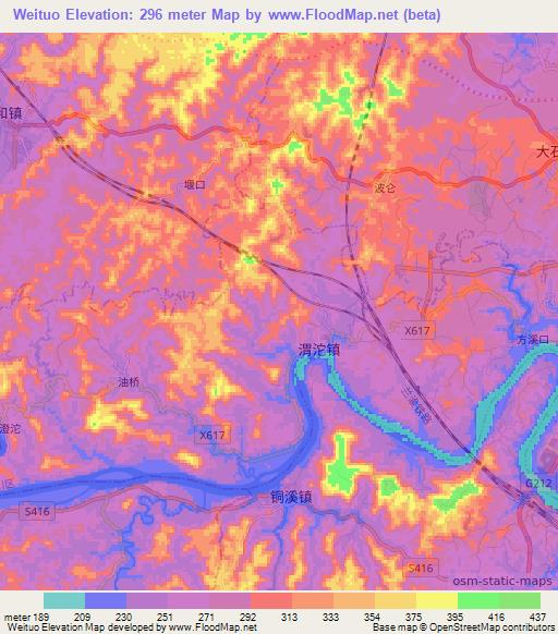 Weituo,China Elevation Map