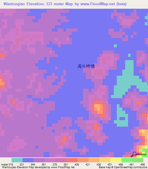 Wantouqiao,China Elevation Map
